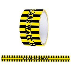 1Roll Wacht Hier Waarschuwing Vloer Tape Sociale Distantiëren Markering Plakband Geel 48Mm X 33M