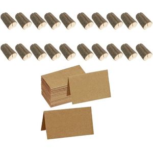 20 Stuks Rustieke Houten Plaatskaart Houder - Fotohouder Met Clips Voor Tafelnummers