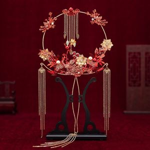 Janevini Luxe Rode Bruids Fan Boeketten Kwasten Metal Ronde Fan Handgemaakte Bloemen Bruiden Accessoires Sieraden Ventilator Voor Bruiloft
