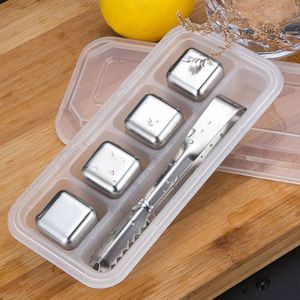 Rvs Ice Cubes Herbruikbare Whisky Stenen Set Voor Wijn Wodka Cocktail Chilling Rocks Koelers Met 1 Ice Tong