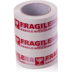 100M * 50Mm Wit Breekbaar Handvat Met Zorg Wit Verpakking Tape, Waarschuwing Bopp Kwetsbaar Tapes
