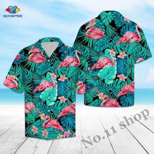 Flamingo Hibiscus Tropische Hawaii 3D Gedrukt Shirt Zomer Strand Korte Mouwen Shirts Heren Harajuku Maple Leaf Onkruid Shirt