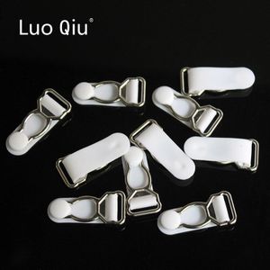 Luo Qiu 30 Stks/partij 1.2Cm Zilver Metaal + Wit Pp Kousenband Clip Kledingstuk Clips Kleding Accessoires Naaien Leveringen