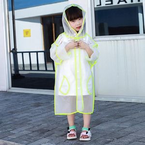 Kinderen Regenjas Kinderen Poncho Waterdichte Poncho Regenkleding Eva Hooded Transparante Jongen Meisje Regenkleding Met Zakken S23