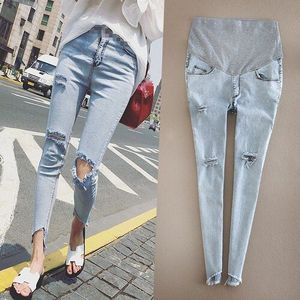 Moederschap Jeans Broek Gat Skinny Lady Denim Leggings Zwangere Broek enkellange Verpleging Prop Buik Stretchy Jeans Zwangerschap