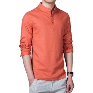 299 # Mode Mannen Linnen Shirt Lange Mouwen Casual Heren Shirts Ademend Slim Fit Overhemden