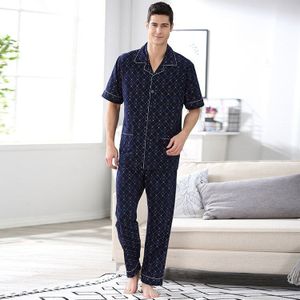 CherLemon Mannen Zachte Pyjama Zomer Korte Mouw Ruit Pleinen LoungeWear 100% Katoen Ademend Pyjama Set Mannelijke Nachtkleding