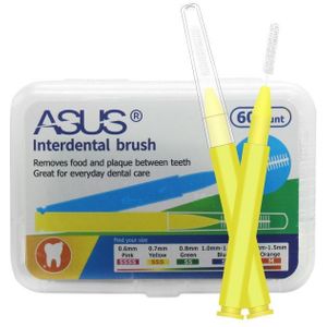 60Pcs 0.6-1.5Mm Interdentale Borstels Gezondheidszorg Tand Push-Pull Escova Verwijdert Voedsel En Plaque Beter tanden Mondhygiëne Tool