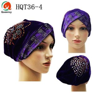 HQT36 Moslim Hijab tulband hoofdbanden afrikaanse fluwelen Headtie sjaal/Headwraps Gele voor vrouwen voor bridal