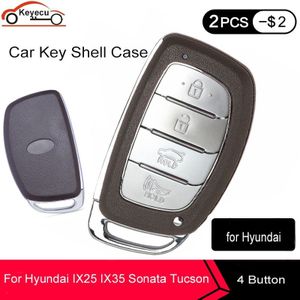Keyecu Vervangende Afstandsbediening Autosleutel Shell Case Fob 4 Knop Voor Hyundai IX25 IX35 Sonata Tucson geen Batterij Houder