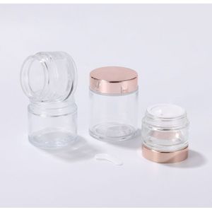10Pcs 5G-100G Rose Gold Cover Glas Lege Pot Potten Cosmetische Make-Up Innerlijke Deksel Gezichtscrème lippenbalsem Container Mijn Hervulbare Flessen