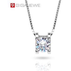 GIGAJEWE 0.6ct 5.5mm EF Ronde 18K Wit Vergulde 925 Zilveren Moissanite Ketting Diamant Test Geslaagd Sieraden Vrouw meisje