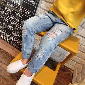 Jongens &amp; Meisjes Ripped Jeans Lente Zomer Herfst Stijl Trend Denim Broek Voor Kids Kinderen Distrressed Gat Broek