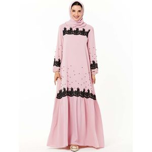 Dubai Arabische Abaya Moslim Jurk Vrouwen Kralen Borduren Katoen Grote Swing Hijab Jurken Marokkaanse Kaftan Kimono Islamitische Kleding