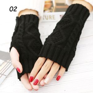 Sparsil Vrouwen Winter Knit Vingerloze Handschoenen Warme Wollen Gebreide Handschoen 20Cm Jacquard Halve Vinger Wanten Elastische Korte Pols protector