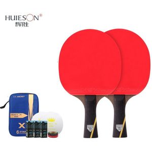 Huieson 6 Ster Tafeltennis Racket Set Carbon Ping Pong Racket Blade Padel Bat Inclusief Cover Tafeltennis Ballen Accessoires