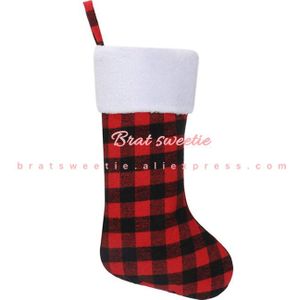 Rode Buffalo Plaid Kerstcadeau Kousen Tassen Controleren Pluche Kous Met Faux Fur Manchet Voor Kerstboom Opknoping Decoraties