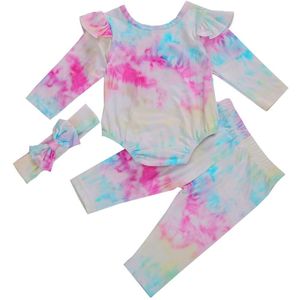 0-24M Newbor Baby Meisjes Lente Tie-Dye Outfits Lange Mouwen T-shirts Top Broek Herfst Kleren set