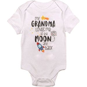 Unisex Kinderen Bodysuits 0-24Months Baby Outfits Oma Loves Me Aan De Maan En Terug Letters Print Zomer Kinderen Jumpsuits