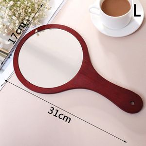 1 Pc Houten Vintage Hand Spiegels Make-Up Spiegel Ronde Hand Hold Cosmetische Spiegel Met Handvat Voor