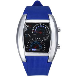 Mode Mannen Horloge Luchtvaart Turbo Siliconen Band Dial Flash Led Horloge Mens Lady Sports Car Meter Relogio Masculino