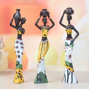 3 Pcs Decor Prachtige Standbeeld Thuis Exotische Beeldje Hars Display Tafel Sculpturen Afrikaanse Dame Handgemaakte Craft
