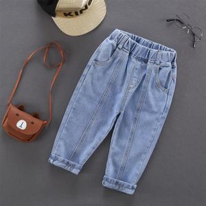 Kinderen Jeans En Najaar Jongens Losse Effen Kleur Alle-Match Jeans Baby Meisjes Mode Zachte denim Broek 2-6Y