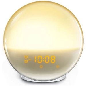 Wifi Smart Home Voice Control Led Wekker Wakker Lamp Snooze Natuur Night Klok Sunrise Kleurrijke Licht Witte Ruis fm Radio