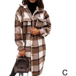 Jassen - Plaid Afdrukken - Vrouwen Shirt Jas - Mid-Lengte - Casual