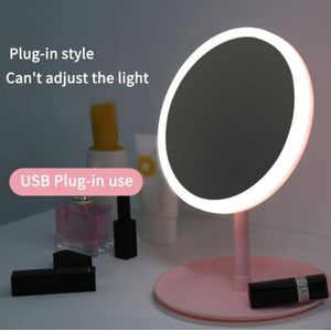 Ronde Make-Up Spiegel Met Verlichting Led Spiegel Lamp Verstelbare Tafel Desk Cosmetische Usb Gezicht Spiegel Met Beauty Touch