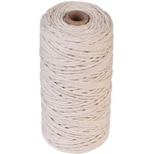 50-200M Katoen Macrame Touw Natuurlijke Beige Twisted Cord Touw + Schaar 2/3/4/5/6 Mm Voor Handgemaakte Wandtapijten Breien Levert