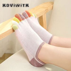 1 Paar Katoenen Vijf-Vinger Sokken Vrouwen Mode Kleur Teen Sokken Voor Meisjes Zweet-Absorberende 5 Teen onzichtbare Deodorant Teen Sokken