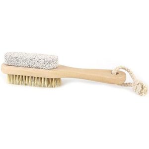 Houten Handvat Puimsteen Voet Borstel Scrubber Voeten Scrubben Natuurlijke Pedicure Haren Remover Skin Brush Tool Dode Massage I4V4