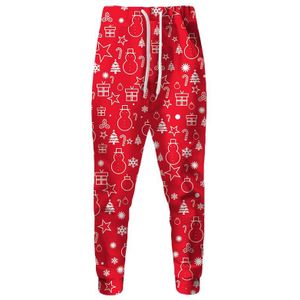 Cloudstyle Mannen 3D Rode Lange Broek Gedrukt Kerstbomen Schoorsteen Ster Joggingbroek Mannelijke Cosplay Kerstman Joggers Broek