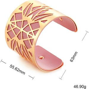 Teamer Georgette Armbanden Vrouwen Hollow Geometrische Manchet Armband Mannen Zwart Rood Pu Leer Brede Armband Indian Sieraden