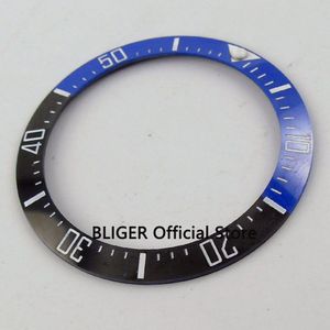 BLIGER 39.7mm black blauwe keramische bezel wit marks horloge bezel insert fit voor ZEE mannen horloge BB21