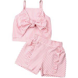 2 PCS Peuter Baby Meisjes Kleding Streep Sling Crop Tops + Shorts Outfits Set