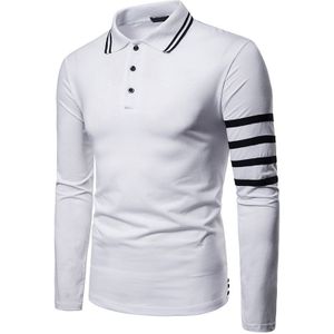 Polo Shirt Mannen Lange Mouwen Turn-Down Kraag Camisa Masculina Modetrends Casual Solid Wit Grijs Zwart Polo Mannen kleding
