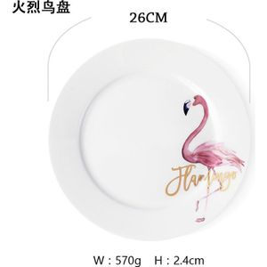 10 Inch Flamingo Diner Plaat Keramische Bone China Steak Spaghetti Ronde Platen Ontbijt Schotel Taart Fruit Schotel Servies Art