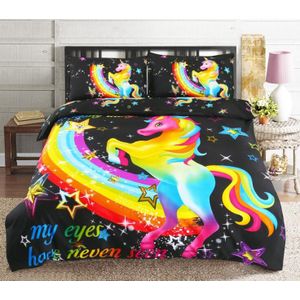 Regenboog Eenhoorn Polyester Beddengoed Set Omvat Dekbedovertrek Slopen Zonder Blad Zonder Vulmiddel Bed Textiel