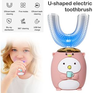 Smart 360 Graden U Elektrische Tandenborstel Kids Silicon Automatische Ultrasone Tanden Tandenborstel Cartoon Patroon Kinderen