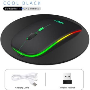 Gaming Muis 3-Speed Dpi Bluetooth 5.1 + 2.4G Dual Mode Opladen Draadloze Muis Rgb Backlight Oplaadbare Muis voor Kantoor Games