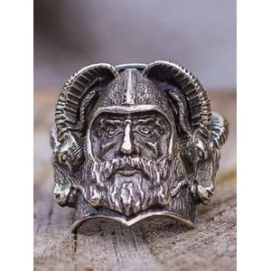 Europese En Amerikaanse Viking Schapen Hoofd Lichtmetalen Mannen Ring Retro Odin Logo Ring Creatieve Trend Sieraden