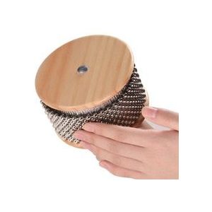 Houten Cabasa Metalen Kralen Ketting & Cilinder Pop Hand Shaker Musical Slaginstrument Voor Klaslokaal Band Medium Size