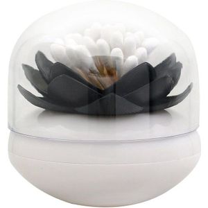 Chic Lotus Bloem Katoenen Bud Houder Tandenstoker Case Wattenstaafje Box Home Decor (Zwart)