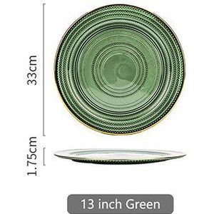 Luxe Gouden Rand Glas Diner Plaat 13 Inch Grote Lader Platen Ronde Schalen En Borden Set Voor Bruiloft Thuis diner Set