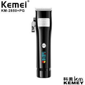 Kemei Elektrische Tondeuse High-Power R-Vormige Acute Hoek Carbon Staal Blade Usb Opladen Lcd Professionele Haar clipper