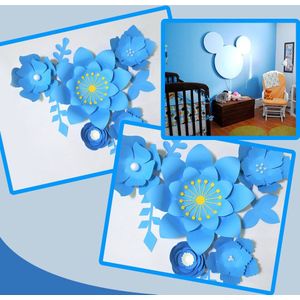 Handgemaakte Blauw Makkelijk Gemaakt DIY Papier Bloemen Blauwe Bladeren Set Voor Nursery Muur Deco Baby Shower Jongens Kamer Achtergrond Video tutorials