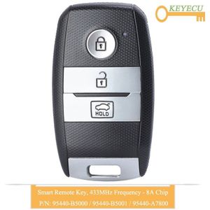 Keyecu Smart Afstandsbediening Auto Sleutel Voor Kia K3, vervanging Fob 3 Knoppen-433Mhz-8A Chip - P/N: 95440-B5000 / B5001 / A7800