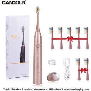 Candour Cd-5168 Sonic Tandenborstel Oplaadbare Elektrische Tandenborstel IPX8 Waterdichte 15 Modus Met 8 Borstel Reizen Doos Beste Cadeau